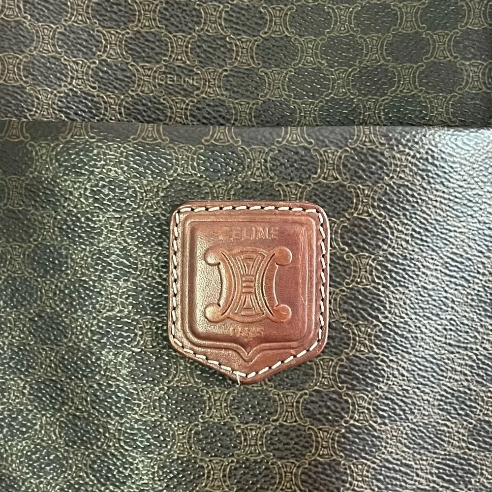 Celine Vintage Macadam Tote Bag Brown PVC Leather Shoulder Bag